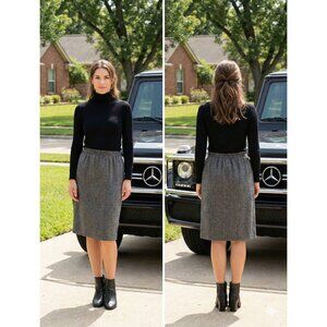 Vintage ZORAN 100% Wool Skirt Made In Italy Minimalist Lagenlook Gray Faux Wrap